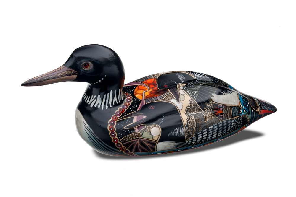 Hand painted wooden loon, duck decorative decoy