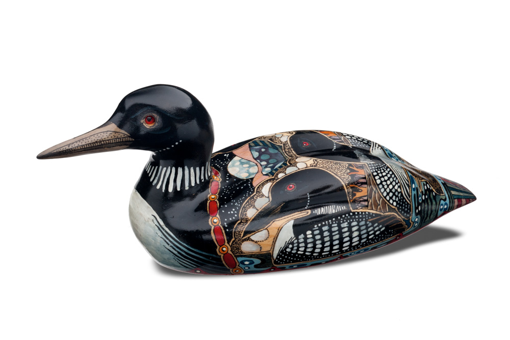 Decorative hand painted decoy loon, duck by John Doherty