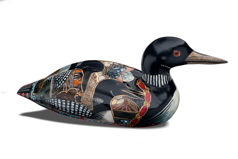 One of a kind decorative decoy. Duck. Loon. Wood.