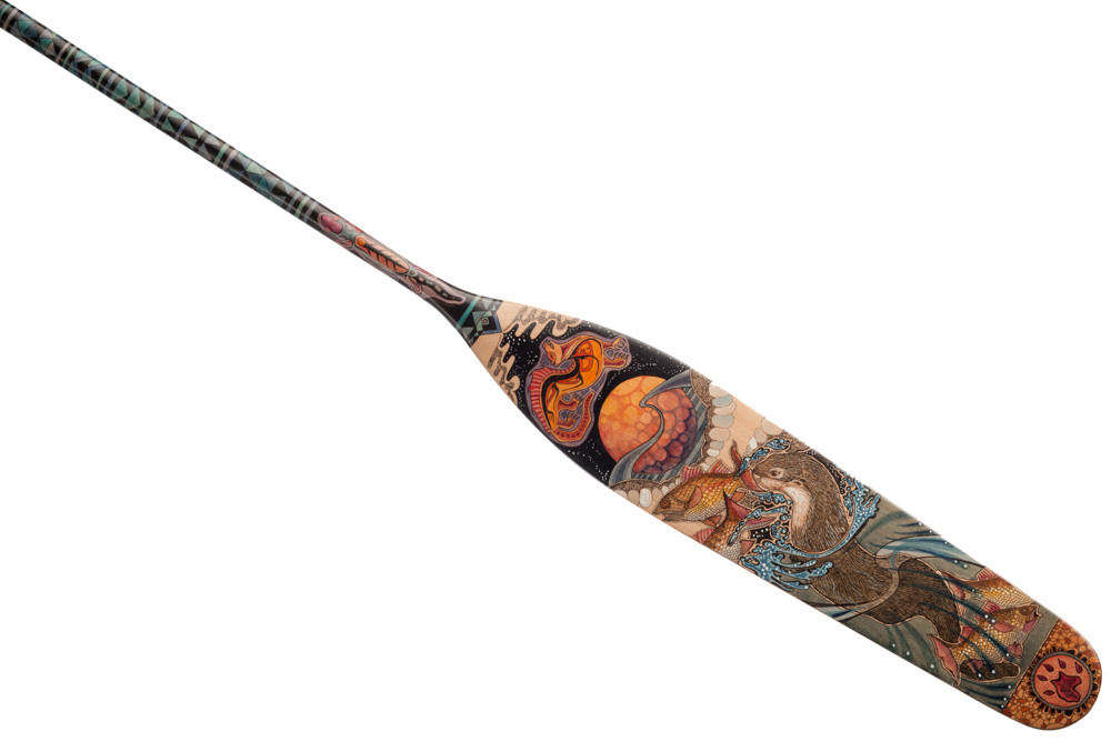 Hand painted canoe paddle #1 by John Doherty