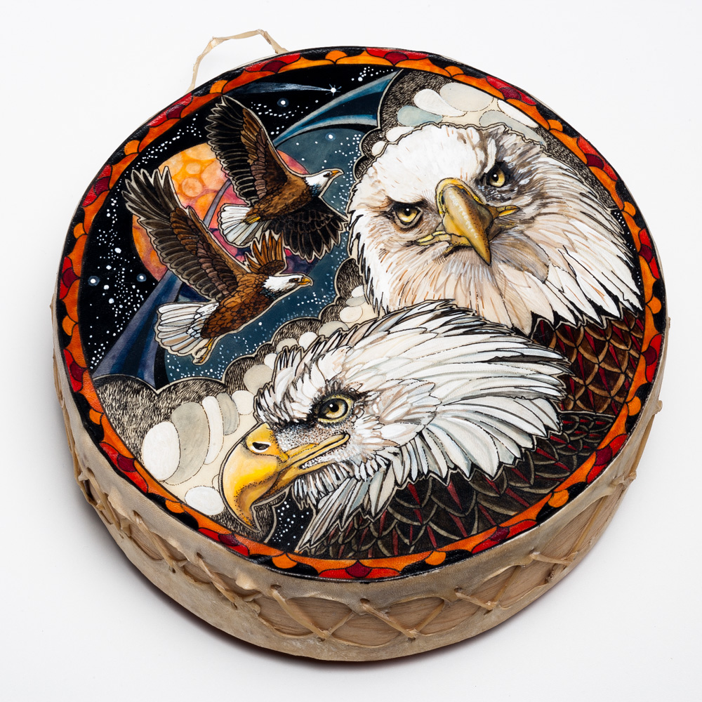 Artist hand painted native decorative drum